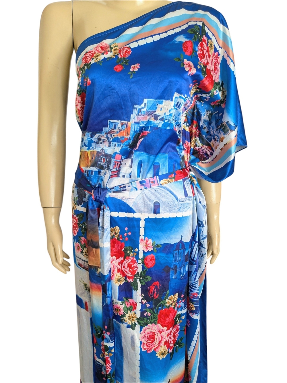 One-Shoulder Mediterranean Vacation Maxi Dress By L'ATISTE